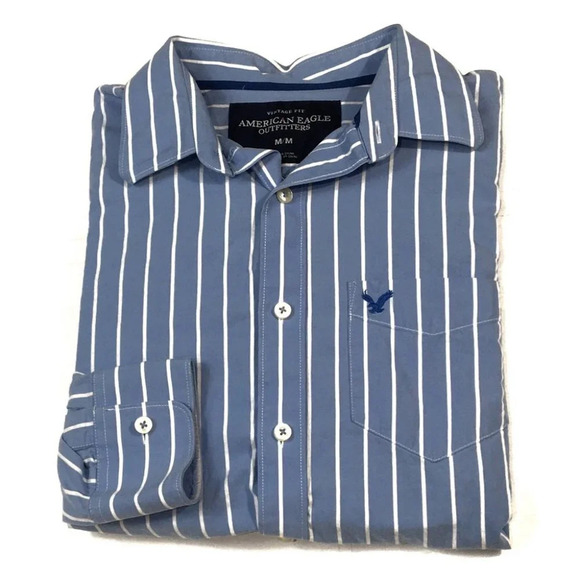 BF231 Mens American Eagle Vintage Fit Striped Button Down Shirt M - Picture 1 of 3